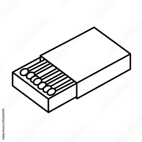 Simple line drawing of a matchbox with matches partially drawn out
