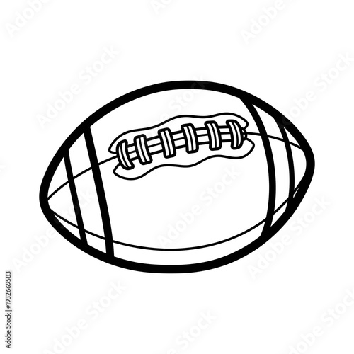 Classic rugby ball illustration in black and white design  