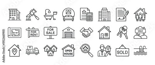 Real Estate Icons Collection for Property Transactions and Management