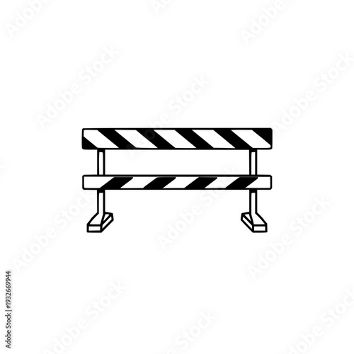 Geometric vector icon of a safety barrier on a road construction theme, clean line art with consistent stroke width, free‑standing white background