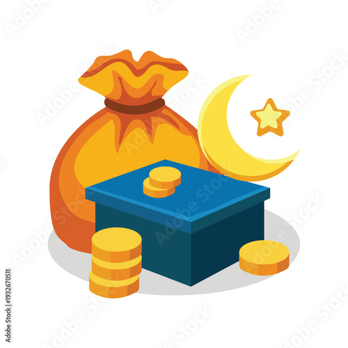 Zakat Donation Money Bag Illustration