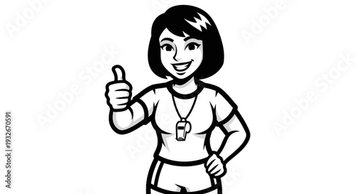Cartoon Woman Giving Thumbs Up Gesture 1.