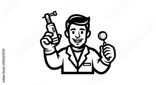 Dentist holding dental tools and mirror 1.