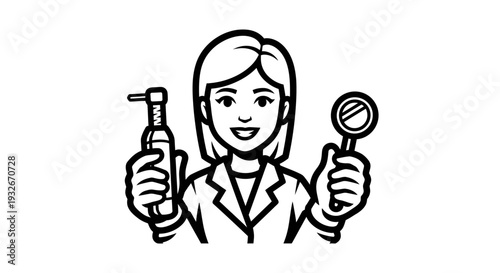 Dentist Holding Dental Tools and Mirror.