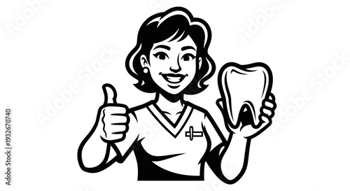 Dentist holding tooth and giving thumbs up 1.