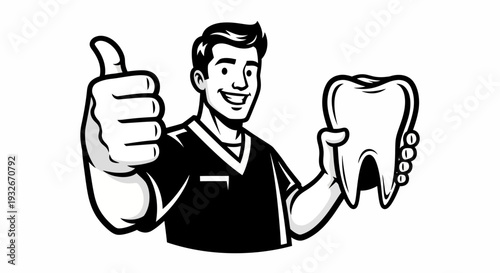 Dentist holding tooth giving thumbs up 2.
