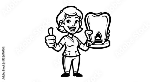 Dentist Holding Tooth Giving Thumbs Up 1.