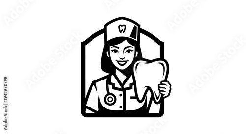 Dentist Holding Tooth Illustration Design.