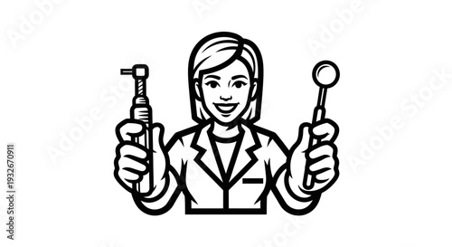 Female Dentist Holding Dental Tools Smiling 1.
