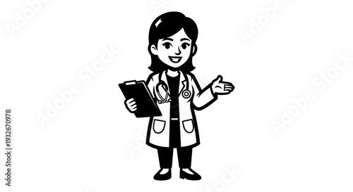 Female Doctor Cartoon Character Illustration 1.