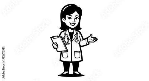 Female Doctor Cartoon Character Illustration 3.