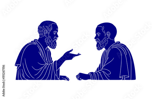 Socrates Greek Philosopher Debating Silhouette, Ancient History Vector Sticker, Classical Philosophy and Education Icon