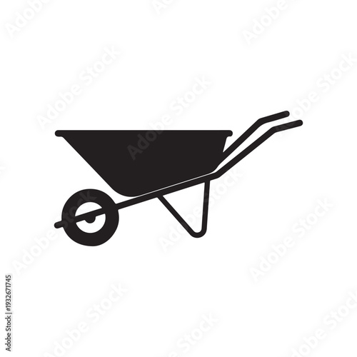 Black Wheelbarrow icon silhouette vector illustration