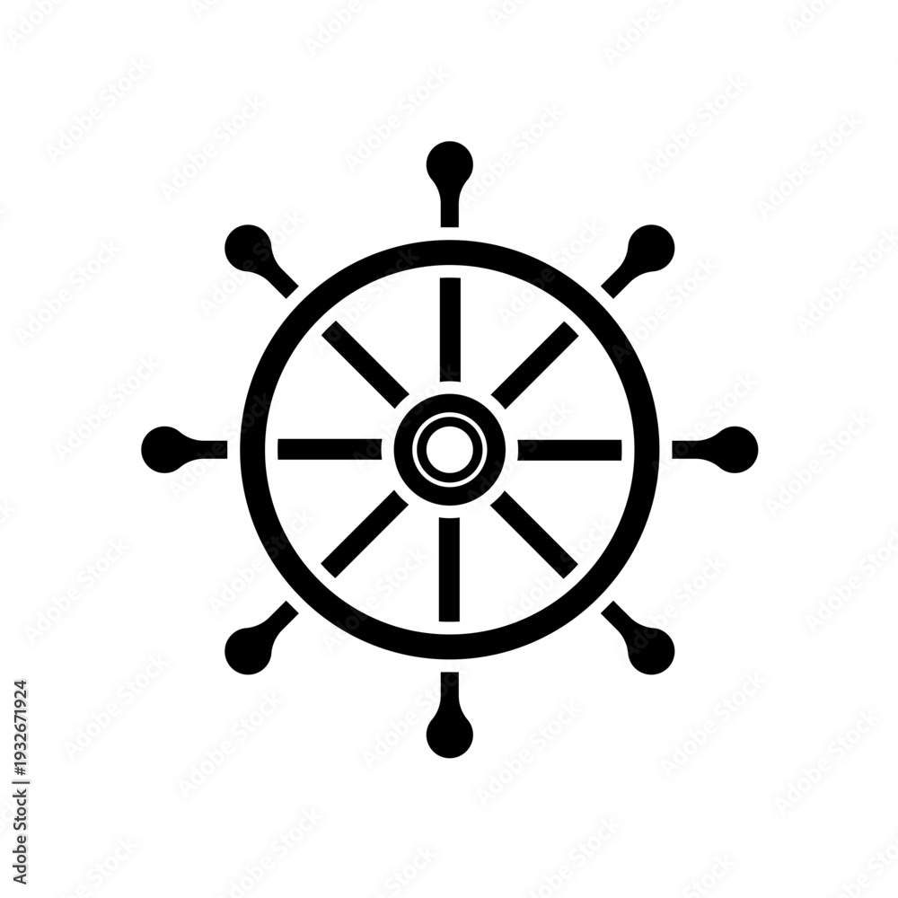 Obraz premium Ship wheel, navigation. Vector icon