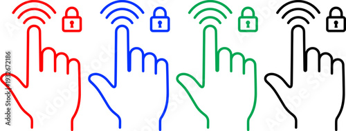 Hand click icons in various colors, symbolizing interaction and digital engagement