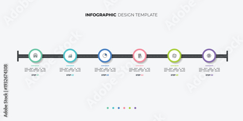 Modern Timeline Creator infographic template. 6 options timeline journey, calendar Flat simple infographics design template