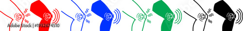 Knee pain and joint inflammation icons in various colors, medical problems and injury concept