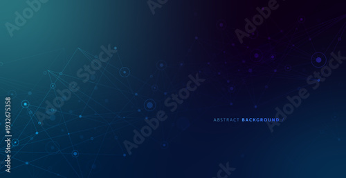 Abstract Blue Technology Network Background with Connected Lines and Dots for Digital Innovation Design