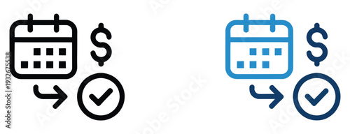 Subscription billing multi purpose icon set, recurring payment and renewal cycle symbols collection, vector illustration for fintech apps, SaaS platforms, invoicing systems, and modern