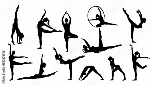 Diverse group of people practicing yoga in various poses