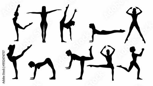 Women in various yoga poses for health and wellness