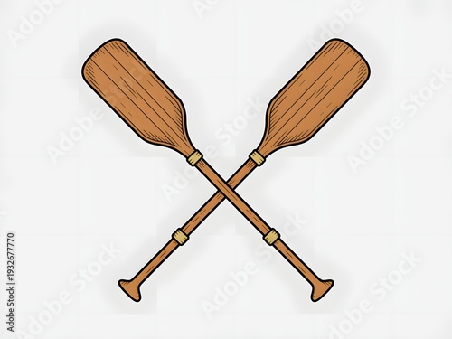 Two crossed wooden paddles resting against a plain background