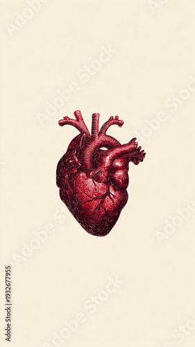 Anatomical Human Heart Illustration Vintage Style