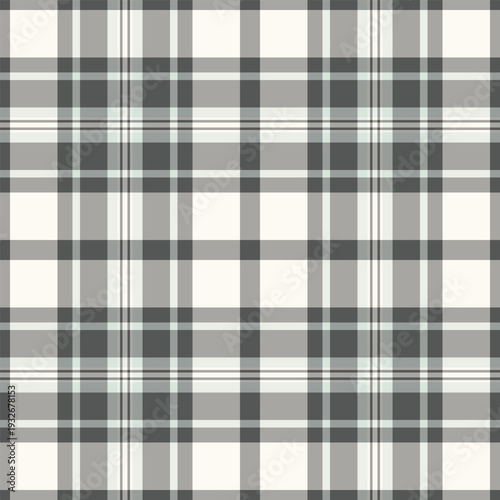 Dogtooth plaid pattern tartan, new vector seamless fabric. Mesh texture textile check background in grey and white colors.