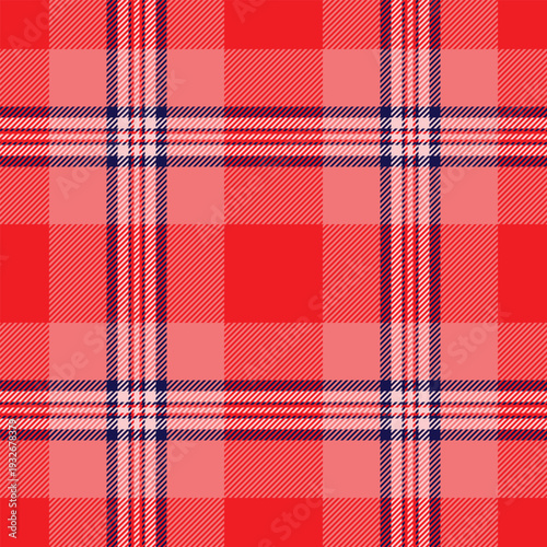Classic plaid pattern with a modern twist. Vivid red and pink hues create a bold, eyecatching design. Perfect for backgrounds, textiles, fashion and graphic projects.