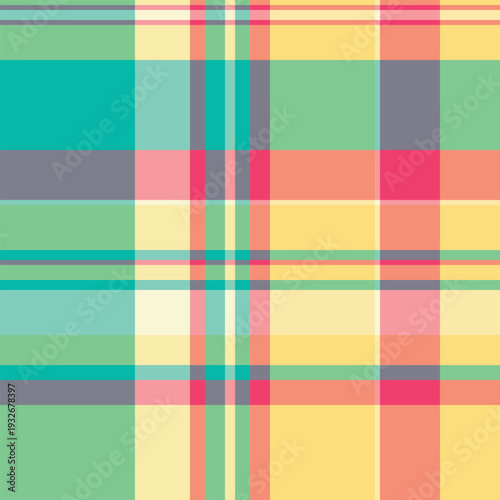 Frame seamless textile plaid, daisy vector check fabric. Deluxe pattern tartan background texture in red and yellow colors.
