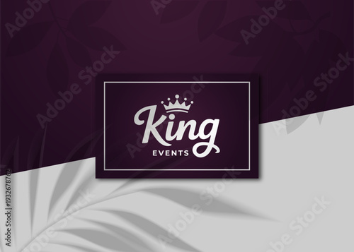 Elegant event company logo with a regal crown and sophisticated typography on a rich backdrop.