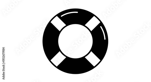 Black and White Lifebuoy Ring Illustration.