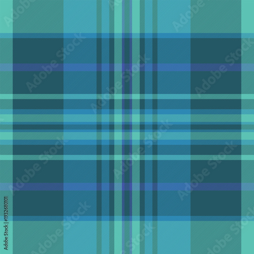 Tie texture seamless fabric, inspiration vector plaid textile. Platform tartan background pattern check in cyan and teal colors.