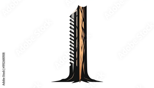 Stylized Tree Trunk with Ladder Illustration for Climbing Concept.
