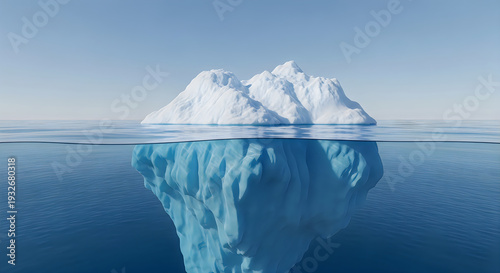 The hidden truth lies beneath the surface of the ocean in the form of a massive iceberg