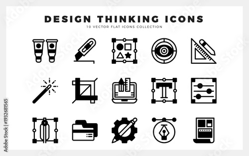 15 Design Thinking Lineal Fill icon pack. vector illustration.