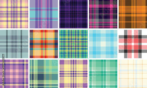 Plaid collection for family traditions and cozy living. Vector patterns suit home decor, blankets, pillows, scarves, and lifestyle projects.