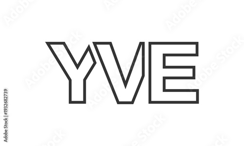 YVE logo design template with strong and modern bold text. Initial based vector logotype featuring simple and minimal typography. Trendy company identity.