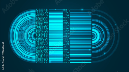 Abstract infographics visualization. Big data code representation. Futuristic network or business analytics. Graphic concept for your