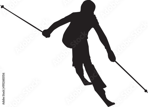 Design vector shilhouette skier downhill banque sport ice