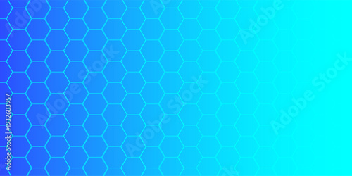 Blue and cyan hexagonal pattern with gradient geometric background