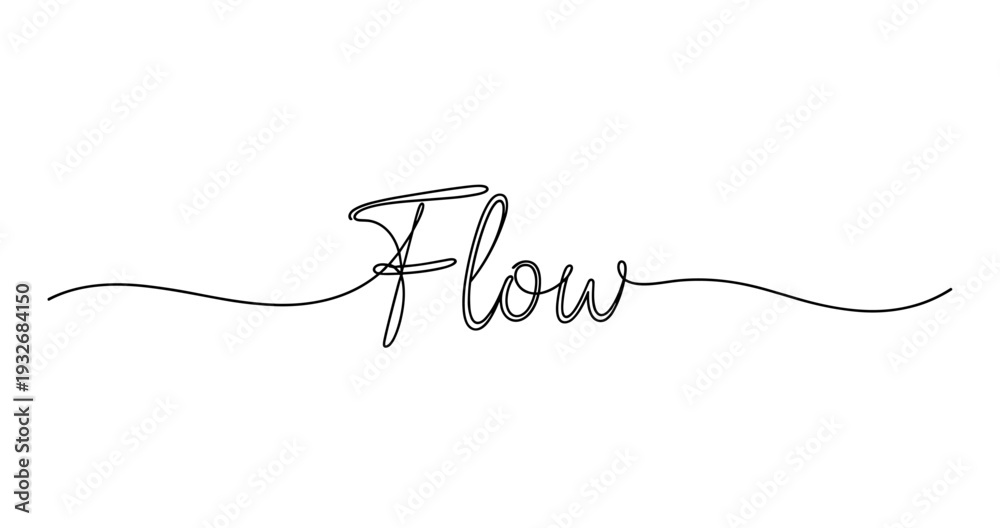 Obraz premium Elegant continuous line art of the word flow. No editable strokes