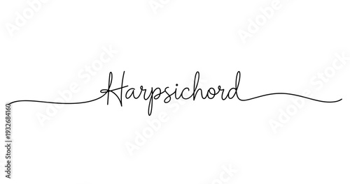 Elegant harpsichord calligraphy script in black on white background. No editable strokes