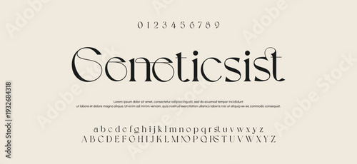 Elegant ligature alphabet letters font logo. Typography luxury classic lettering serif fonts decorative wedding vintage retro logos, design for fashion,beauty shop and brand . vector illustration