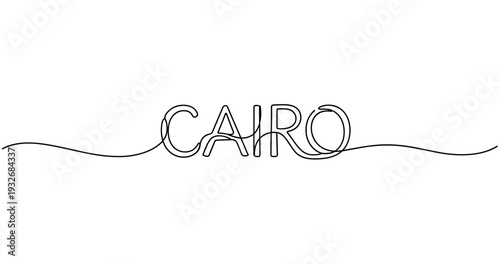 Cairo text art with continuous line design on white background. No editable strokes