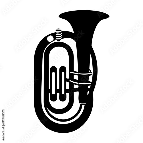 euphonium icon silhouette illustration for music, brass, and band instrument design use