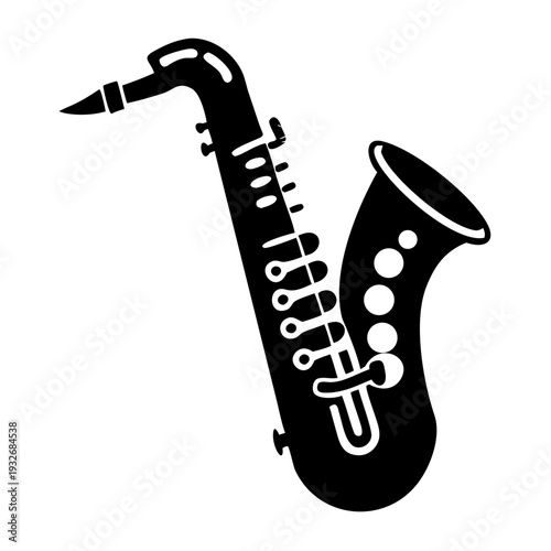 alto saxophone icon silhouette illustration for music, jazz, and wind instrument design use
