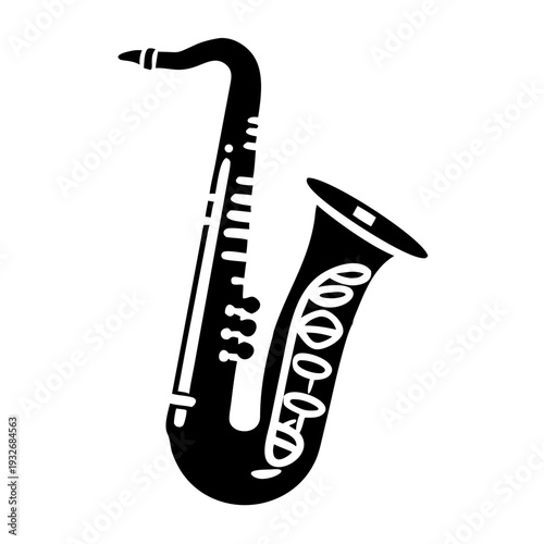 tenor saxophone icon silhouette illustration for music, jazz, and wind instrument design use