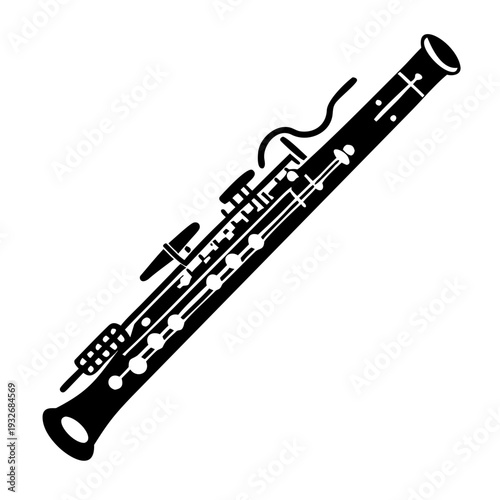 bassoon icon silhouette illustration for music, wind instrument, and classical design use