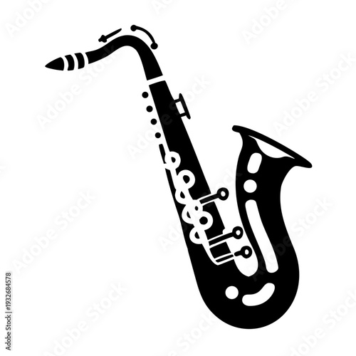 saxophone icon silhouette illustration for music, jazz, and wind instrument design use